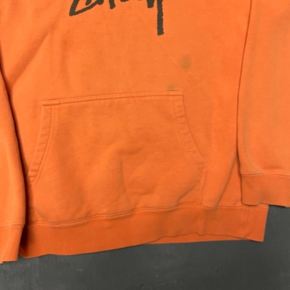 Big Logo Pullover Hoodie Men Medium Orange Stussy - Picture 5 of 11
